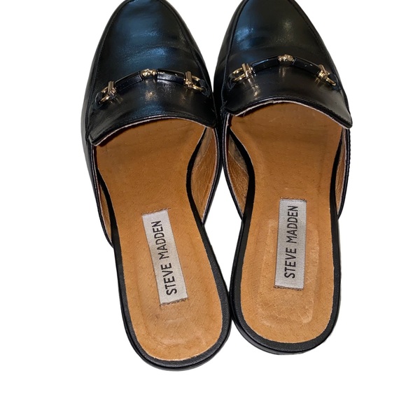 Steve Madden black leather mules size 7 - Picture 3 of 6